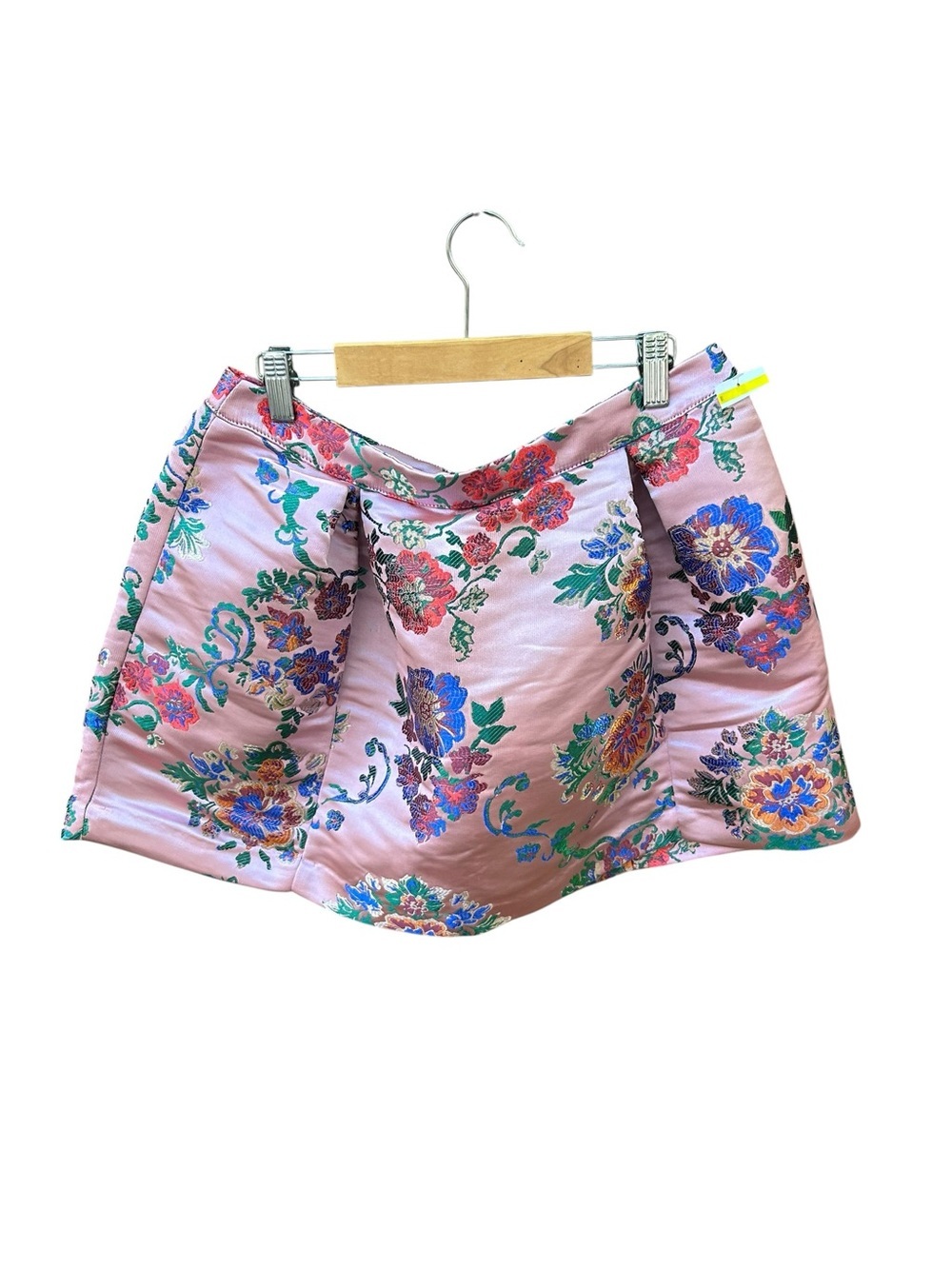 Free People Benjamine Mini Skirt Satin Floral Jacquard Pink - Picture 8 of 8